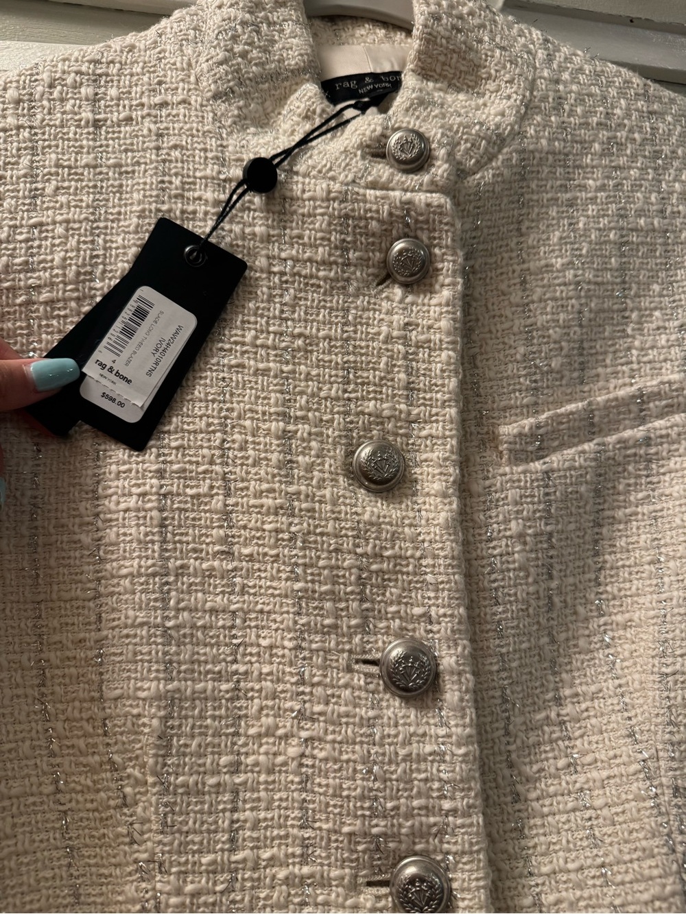 Rag and Bone Ivory Tweed Blazer - Picture 2 of 10